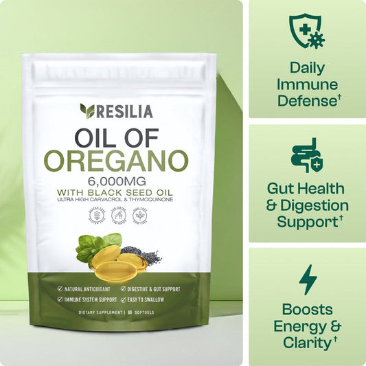 Resilia Oregano Oil Softgels with Black Seed Oil - 60 Softgels